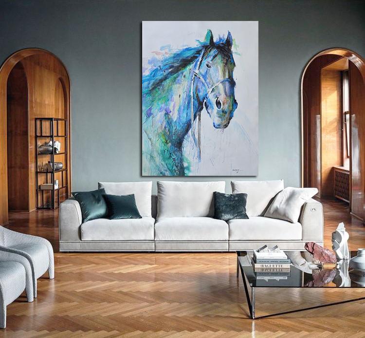 Vertical Abstract Horse Painting #LX59B - Click Image to Close